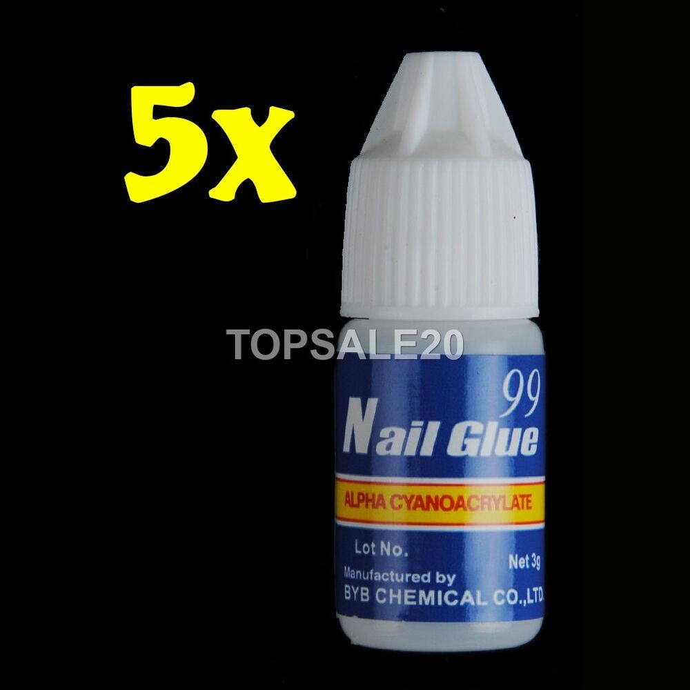 5 Pcs 3g Nail Art Glue Acrylic UV Gel Fake Nails Sticker Tip Polish Manicure