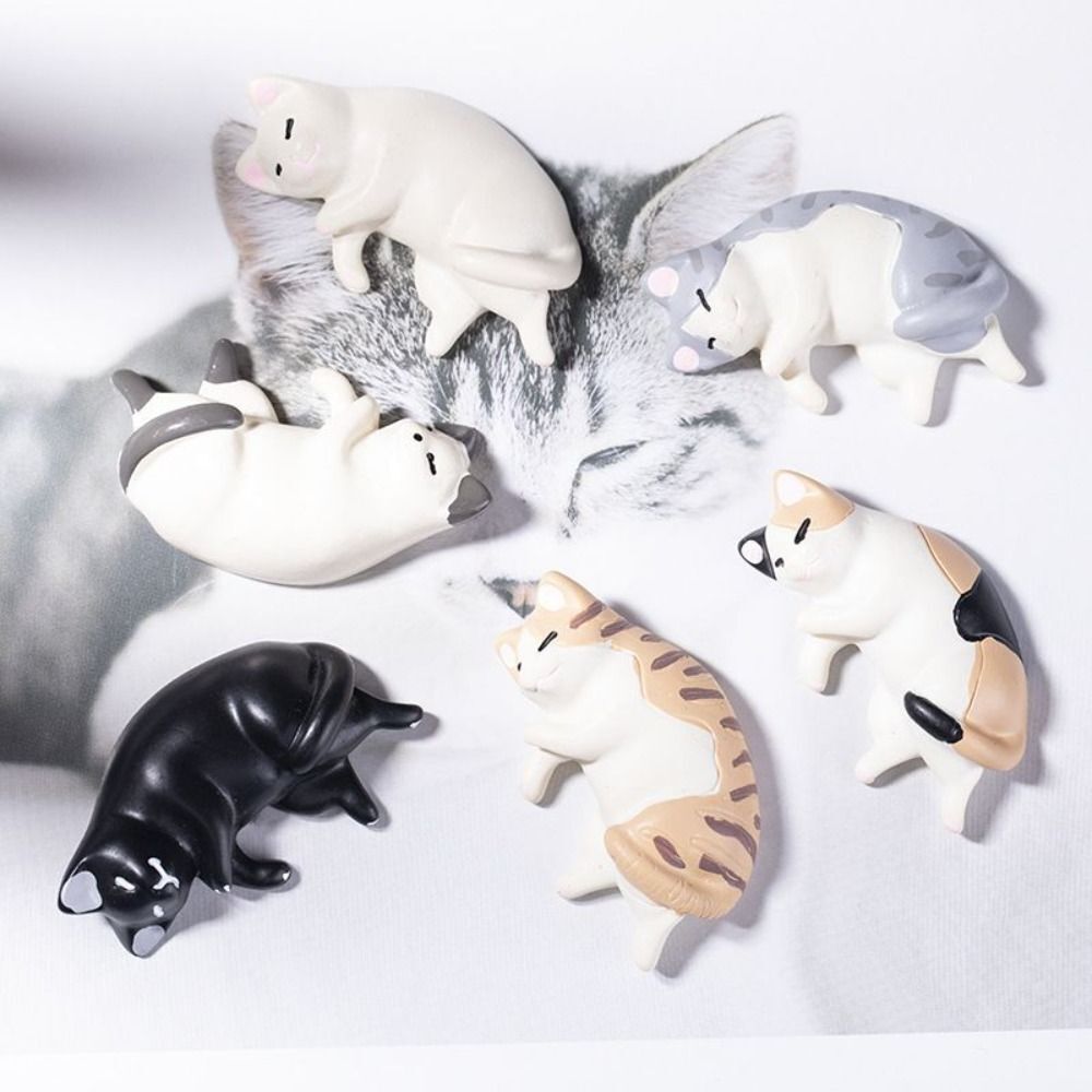 Simulation Sleep Cat Fridge Magnets Cute Lazy Cat Miniatures 6 Styles Car