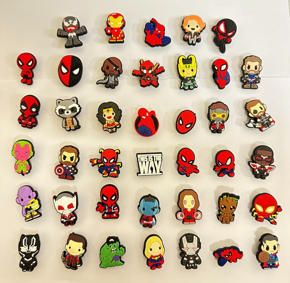 Mixed 40Pcs Random Super Heros Cute PVC Shoes Charms Decor