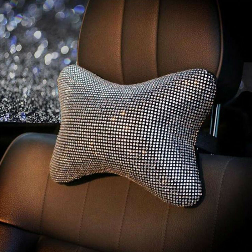 Universal Sparkle Bling White Rhinestone Diamond Car Cover Interior Accessories