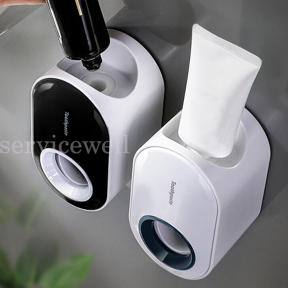 NEW Automatic Toothpaste Dispenser Wall-mounted Rack Toothbrush Holder Bathroom