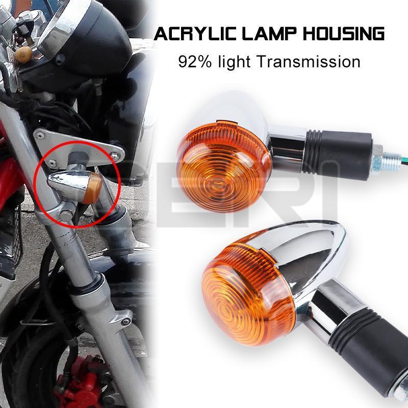 4x Universal Bullet Motorcycle Turn Signal Amber Indicators Lamp Blinkers Chrome