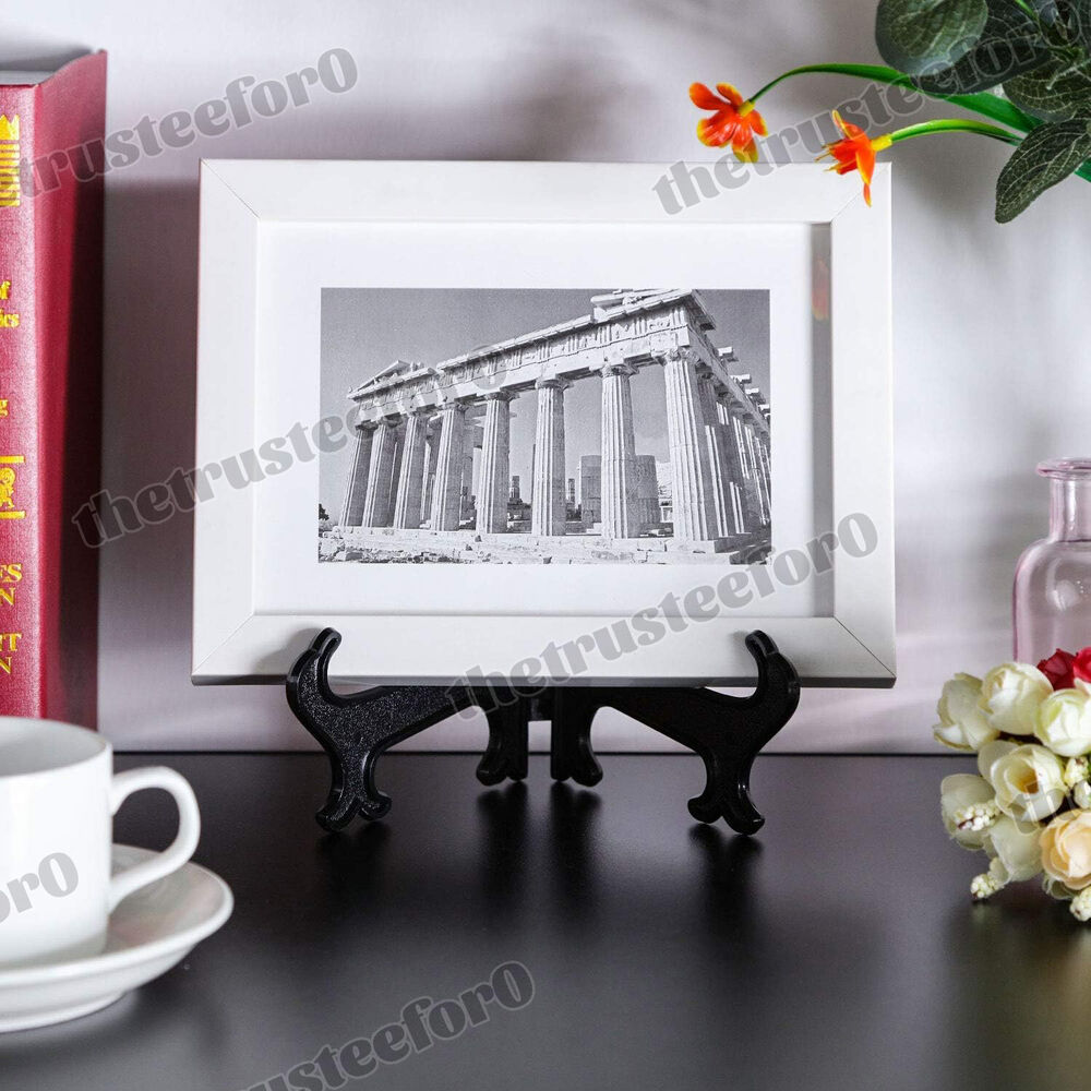 10X 5 Sizes Clear Plastic Display Plate Stand Easel Photo Picture Bowl Holder