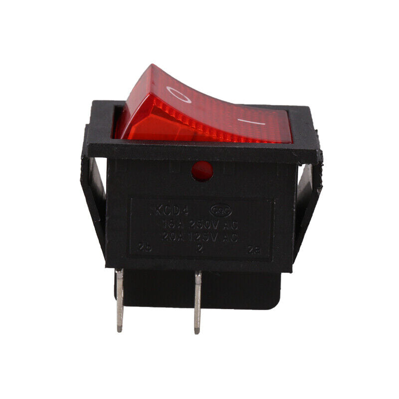 Red Light Illuminated 4 Pin DPST ON/OFF Snap in Rocker Switch 16A 20A 250V AC