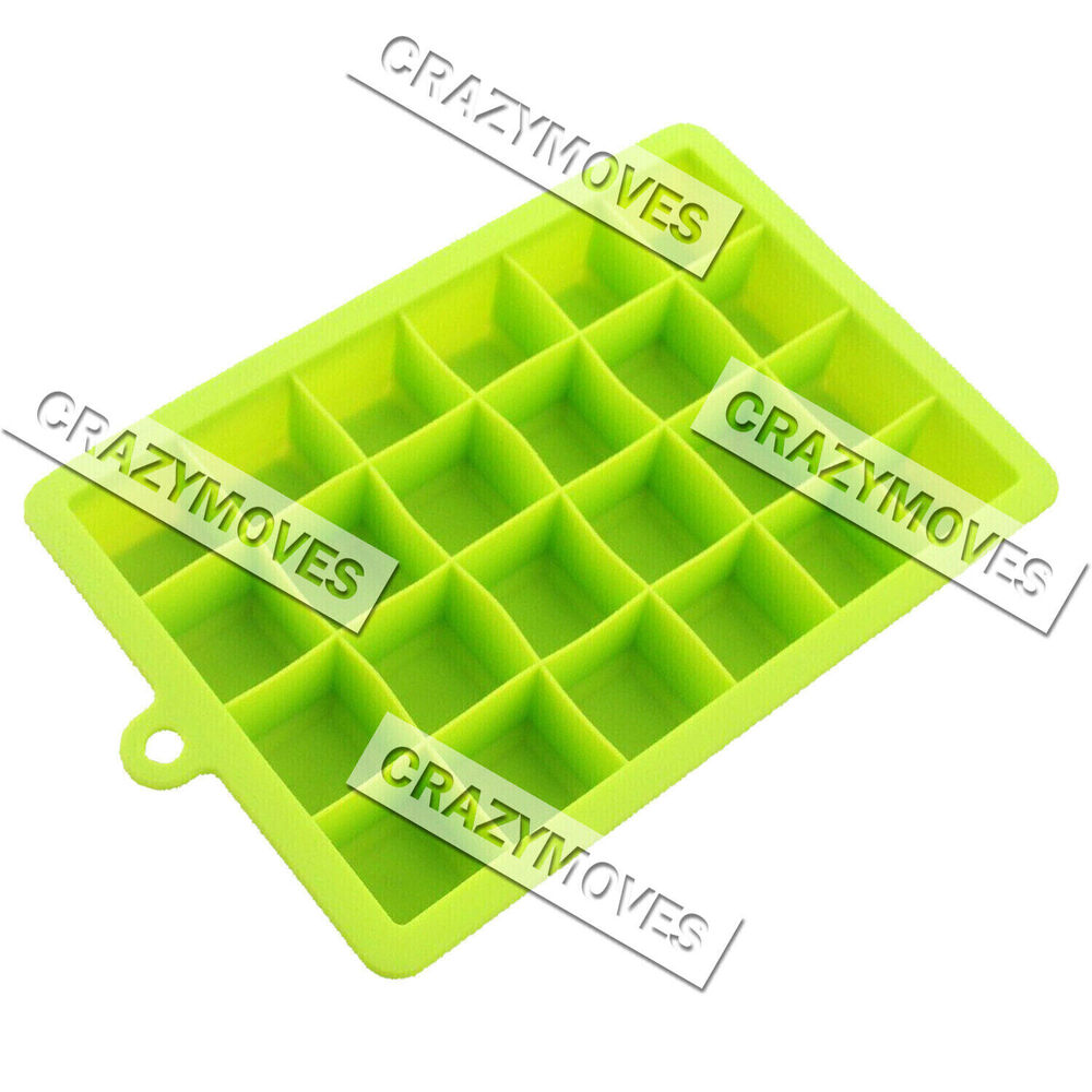 3PCS Silicone 24 Grids Ice Cube Tray With Lid Mold Maker Tool Square Mould