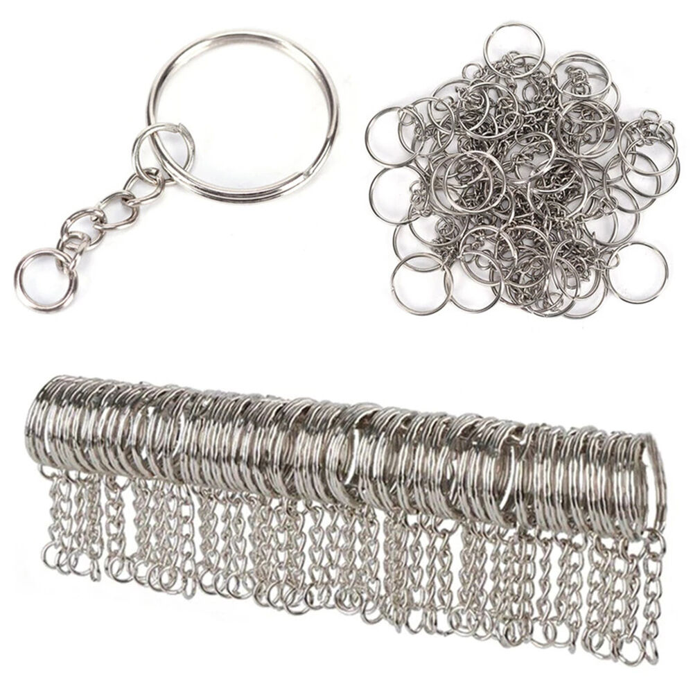 500Pcs Bulk Split Metal Key Rings Keyring Blanks With Link Chains For DIY Craft