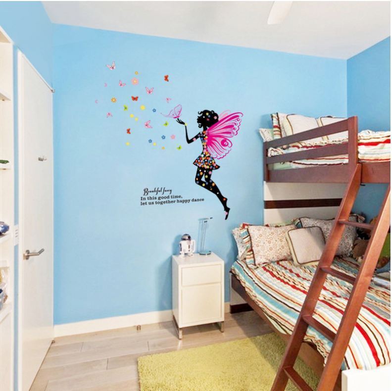 Wall Stickers Removable Fairy Wing Girl Butterfly Kids Mural Room Decal Romantic