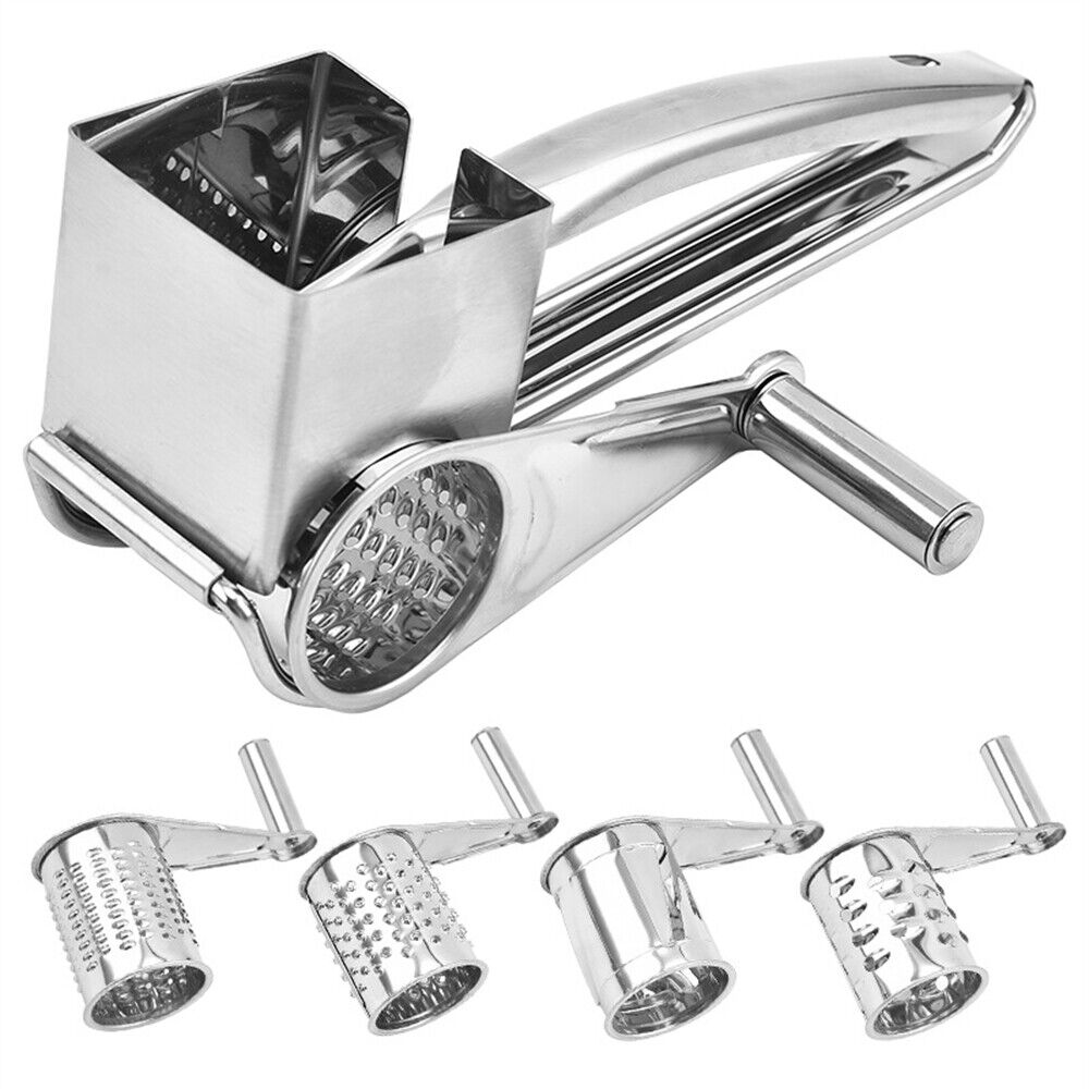 4 Set Multifunction Rotary Cheese Grater Hand Held Cut Slicer Stainless Steel