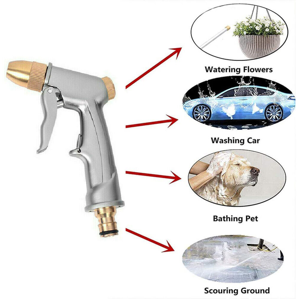 High Pressure Water Spray Gun Brass Nozzle Garden Hose Pipe Lawn Car Wash