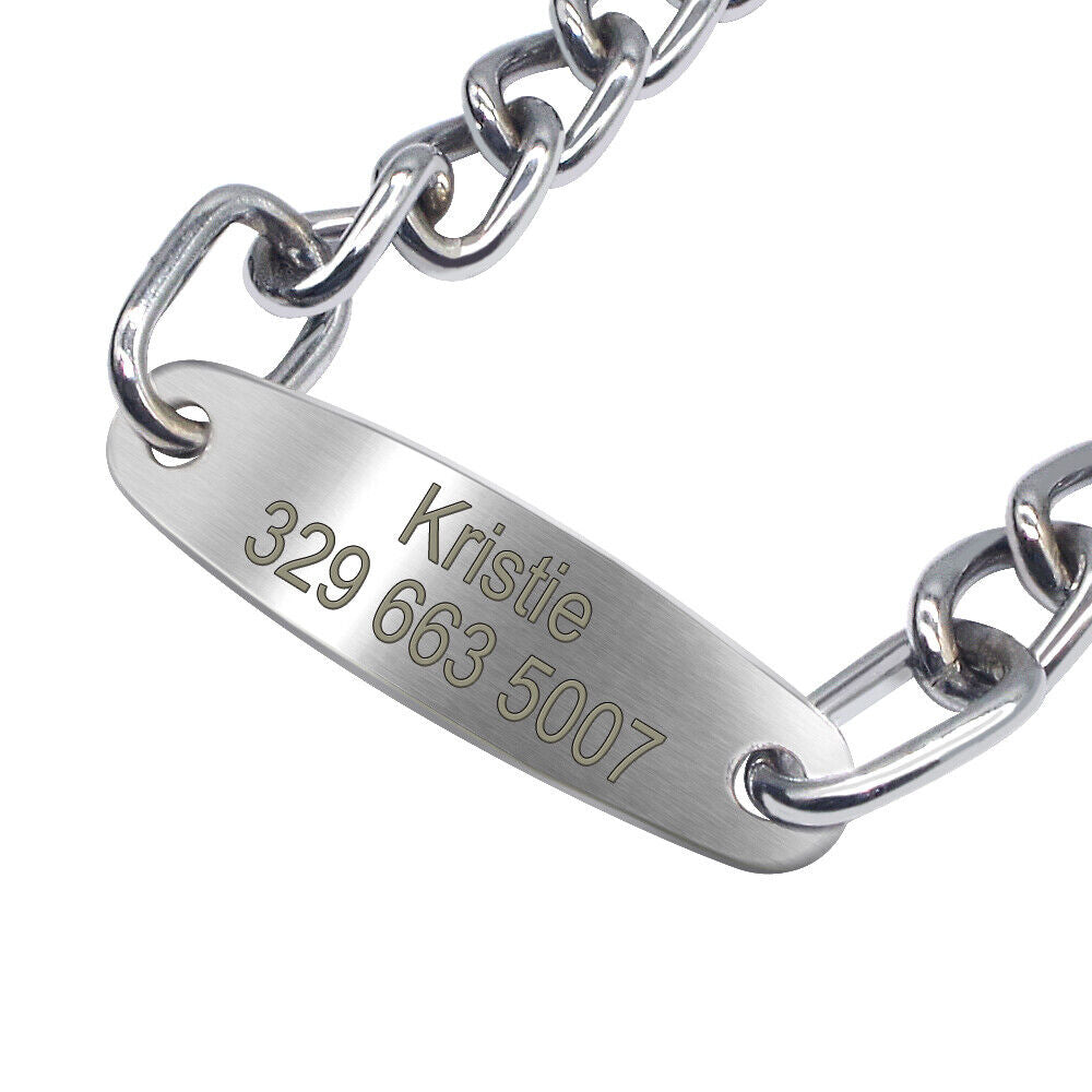 Personalized Dog Chain Choke Collar Engraved ID Slip Dog Collar for Pitbull Pug