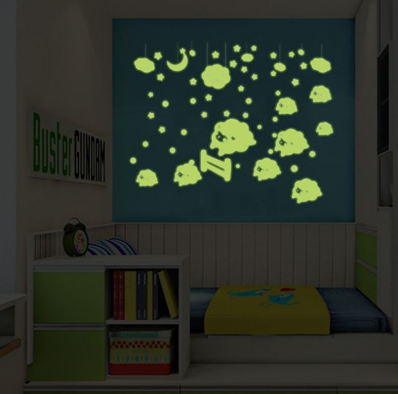 Glow In The Dark Sheep Stars Removable Decal Wall Stickers Living Room Bedroom