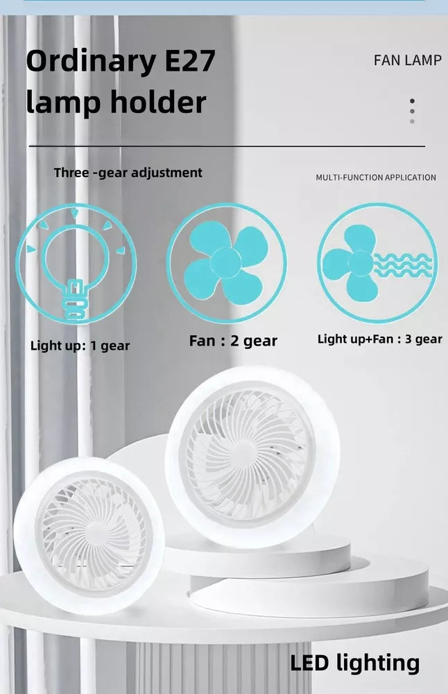 Modern E27 Led Ceiling Fan Light Adjustable Wind Speed Fan Lamp Remote Control