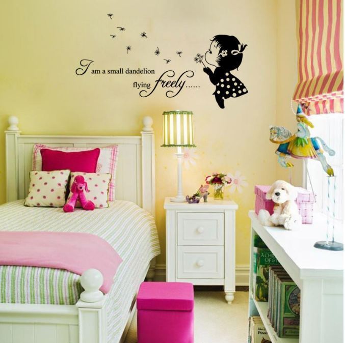 Wall Stickers Removable Cute Small Dandelion Girl Living Room Decal Art Decor