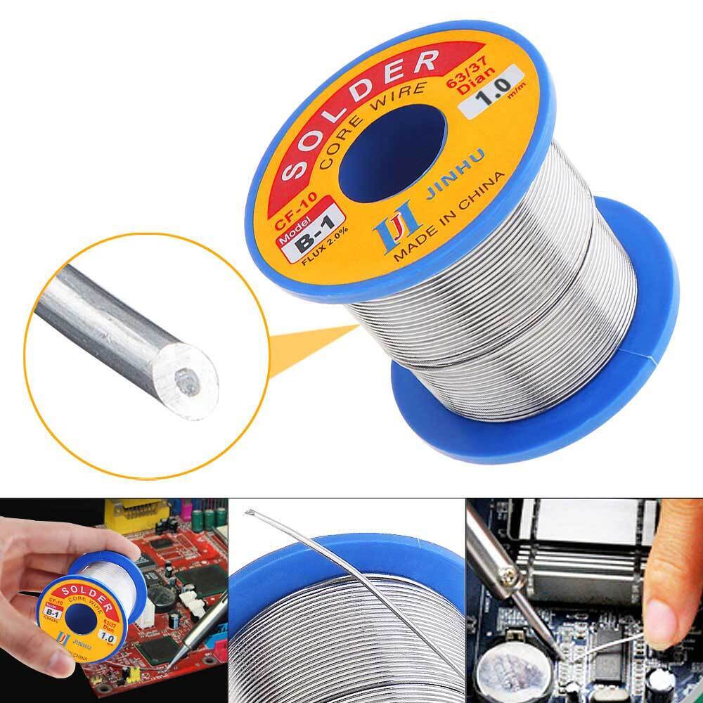 300g 1-2mm Tin Lead Wire Reel Soldering Solder Fluxed Core Electronics Lead Flux