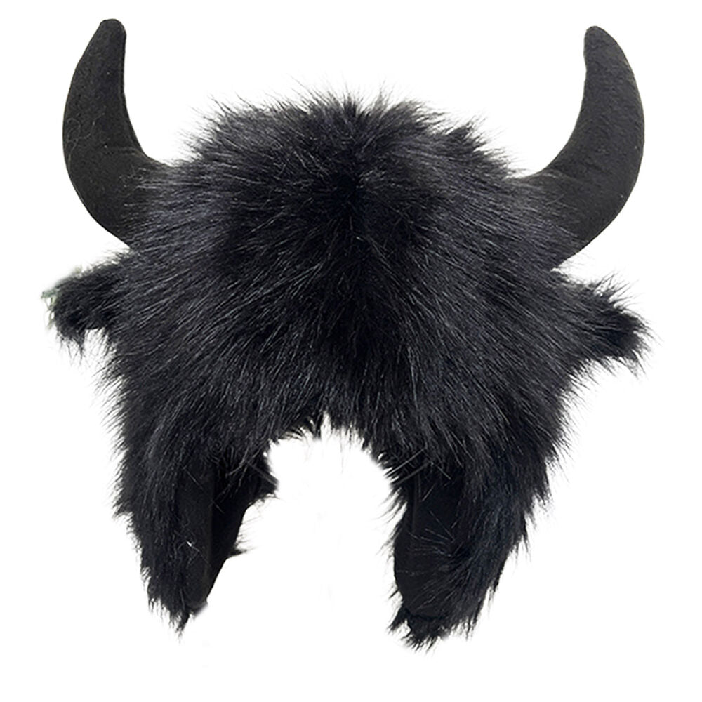 Winter Funny Hat Fake Cow Horn Decor Warm Ear Protection Windproof Cap