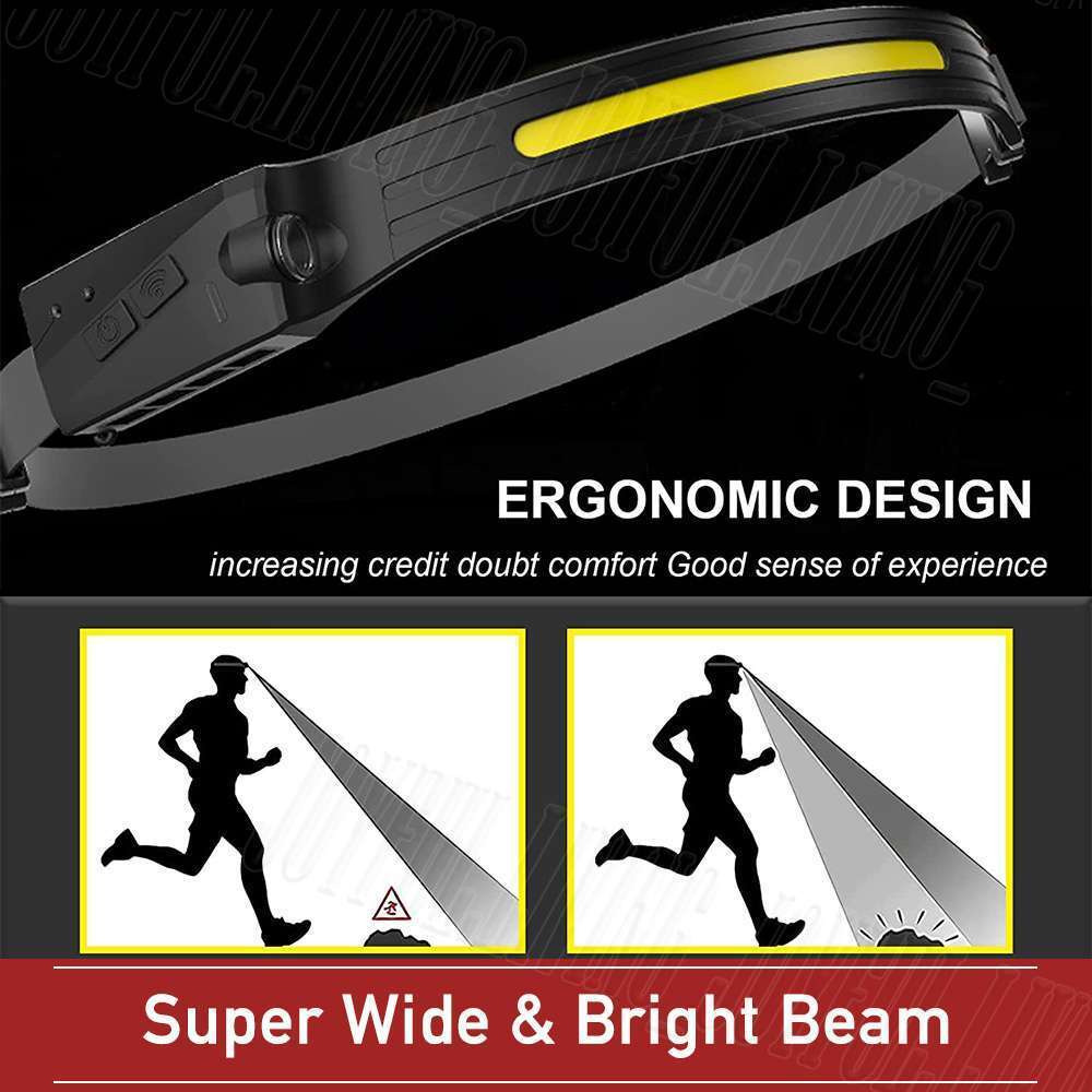 3x Waterproof COB Headlamp Night Buddy LED Motion Sensor Head Torch Headlight