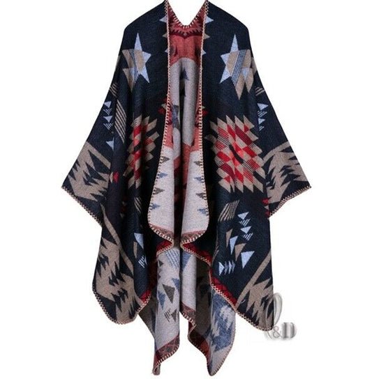 WOMENS WARM OVERSIZE PONCHO BLANKET CLOAK CAPE COAT SCARE/SHAWL SC072-1