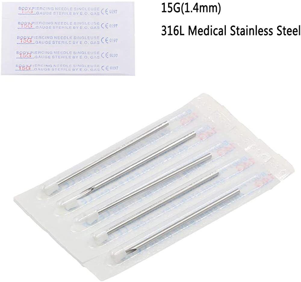 Disposable Piercing Needles Navel Nipple Ear Nose Lip Piercing Needles Kit Tool