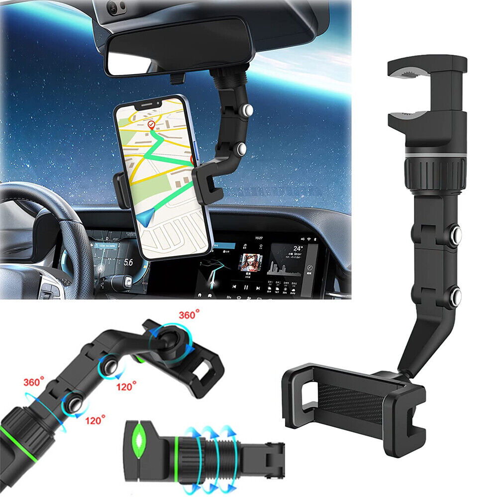 360° Rotate Cradle Mount Rear View Mirror Car Phone Holder GPS Stand Universal