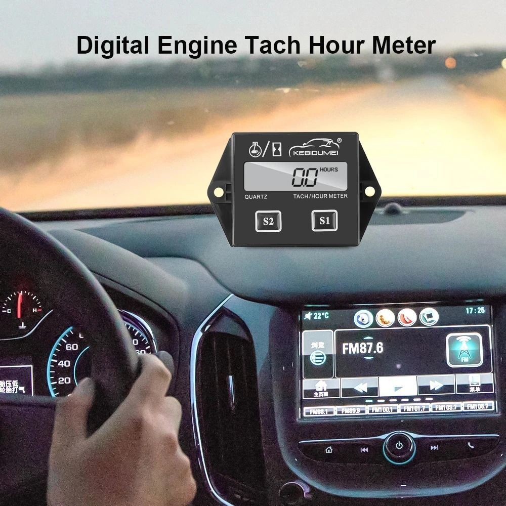 Waterproof Engine Tach Hour Meter Tachometer Gauge Engine RPM Meter Digital