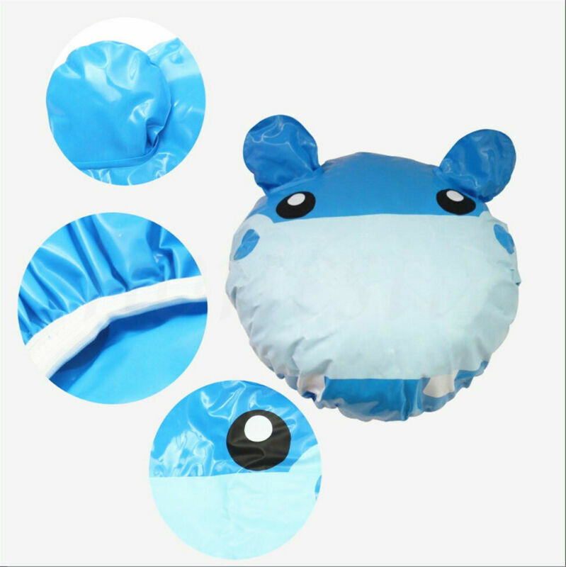 Funny Cartoon Animal Shower Cap Hat Bath Waterproof Kids Travel Hair Protector