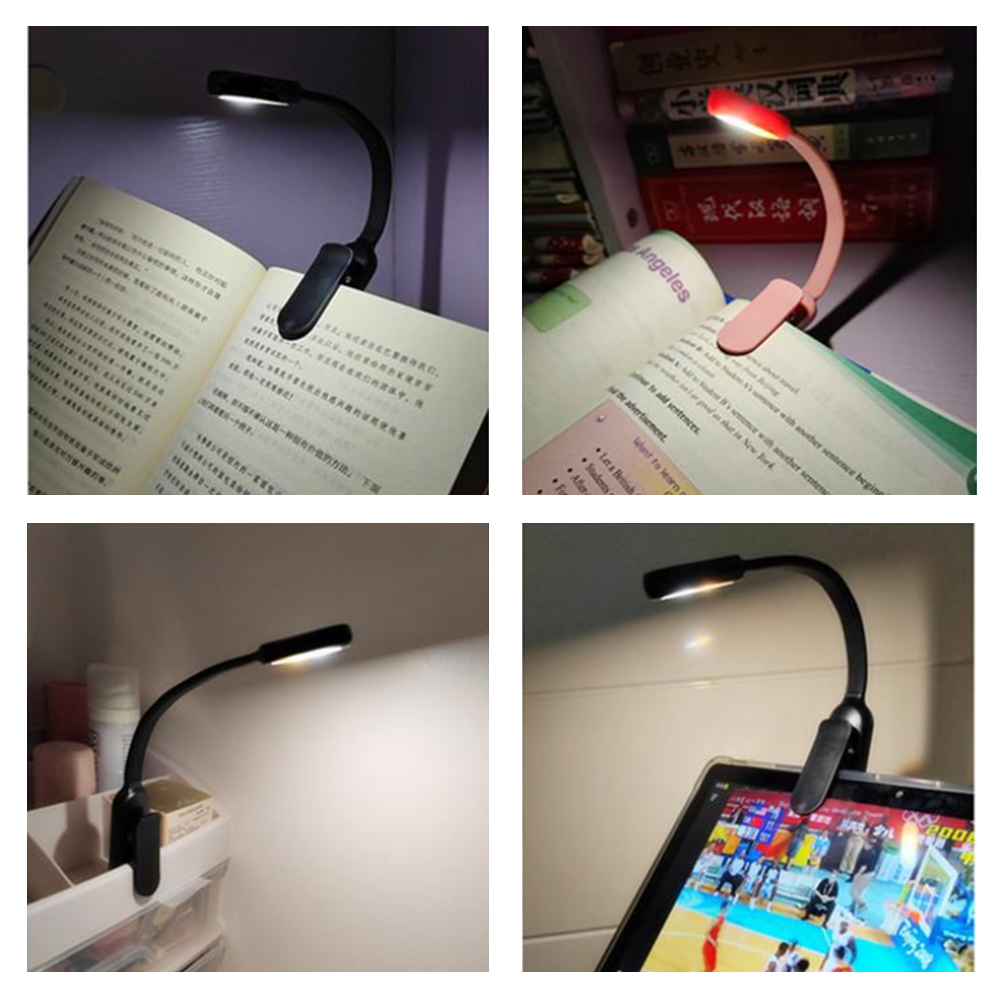 Mini Portable Clip-On Reading Lamp LED Night Light Book Light 3 Modes Brightness