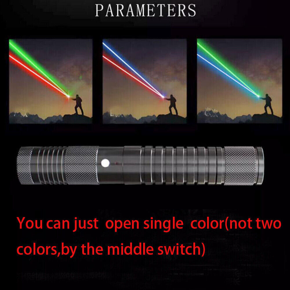 High Power BLUE&Red Two Colors Long Distance Laser Pointer Visible Lazer Lights