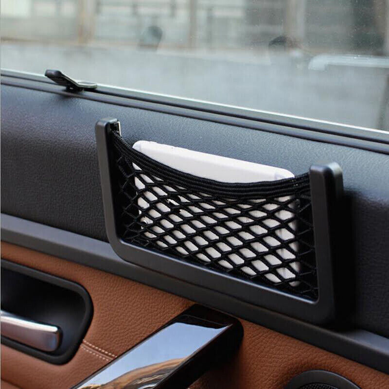 2x Medium Car Mesh Storage Holder Adhesive Net Pocket Phone Bag Card Black Truck