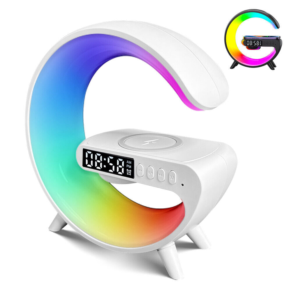 Smart G Lamp Bluetooth Speaker Wireless Charger RGB Alarm Clock Night Light