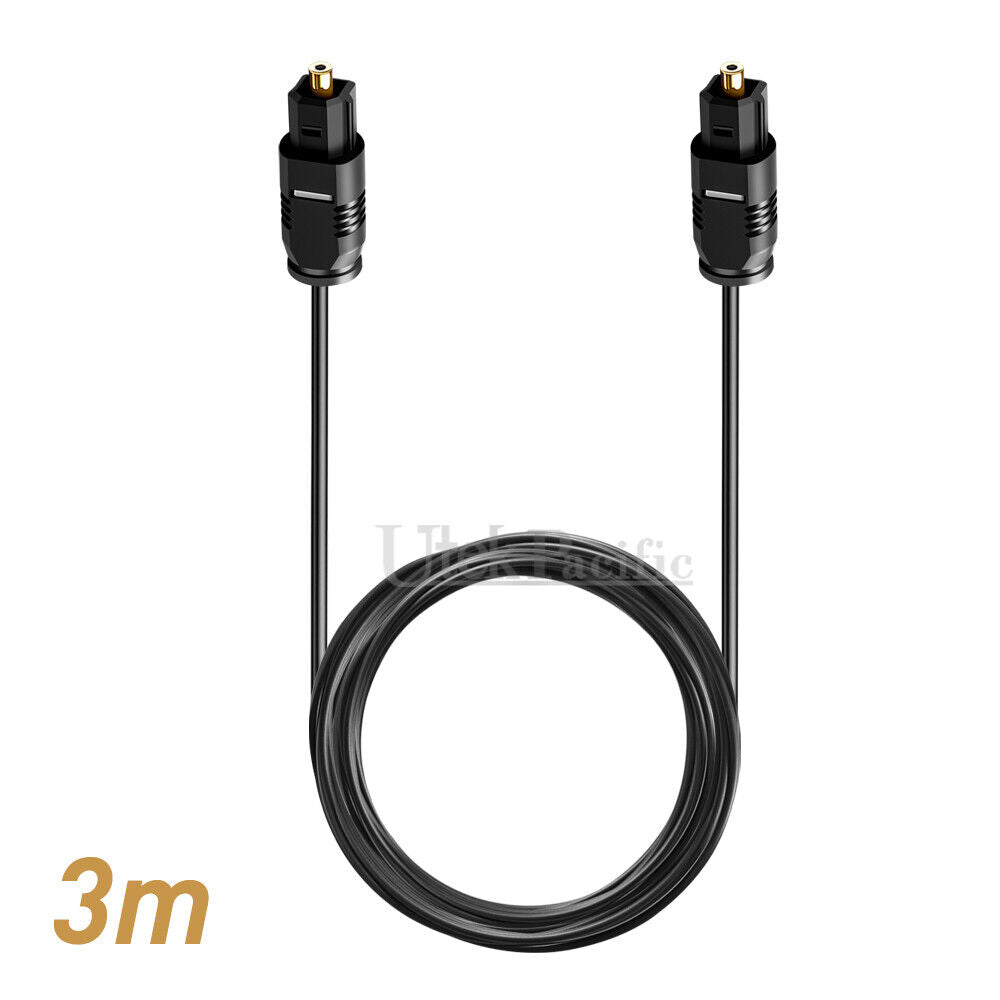 2X Ultra Premium Digital Toslink Optical Audio Cable Black Fibre Lead Cord S/PDIF