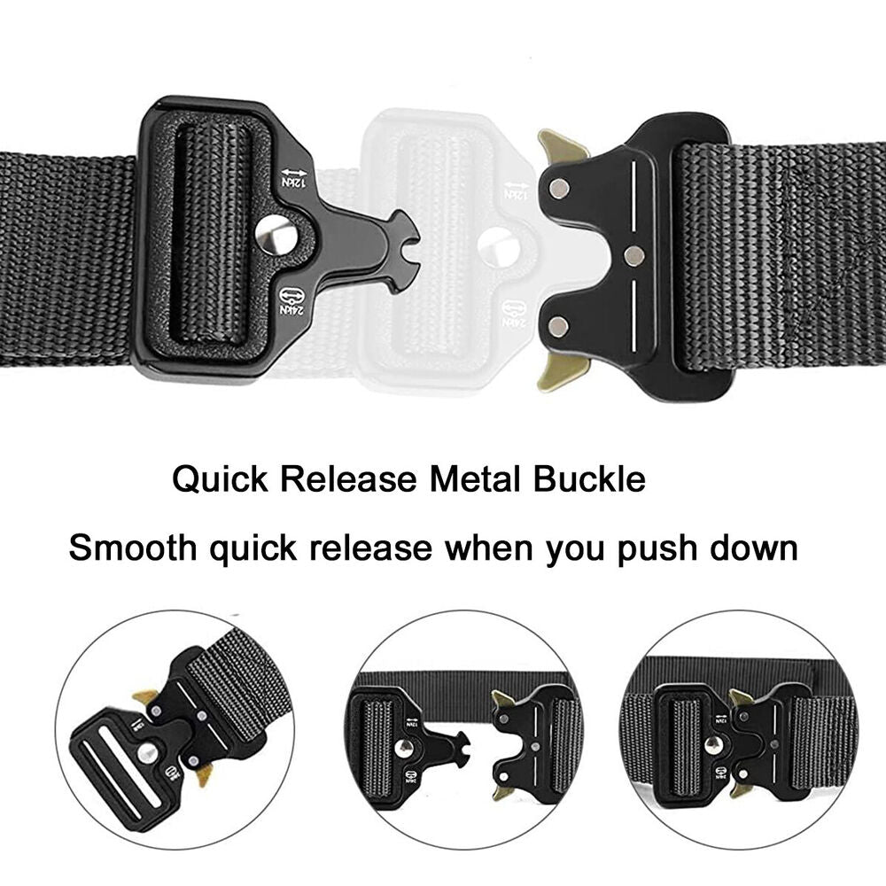 Quick Release Work Belt Tactical Black Men Army Webbing Nylon Military Waistbelt