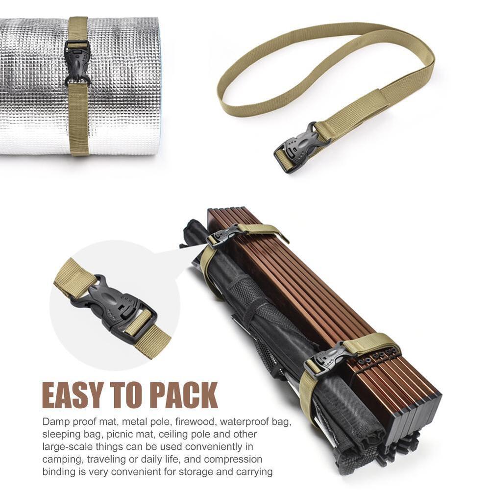 Outdoor Camping Cargo Storage Tied Belt Travel Luggage Buckle Strap (Khaki)