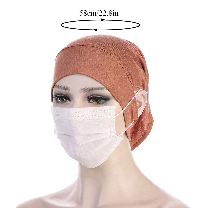 Women Muslim Stretch Turban Hat Chemo Cap Hair Loss Head Scarf Wrap Hijab Cap .