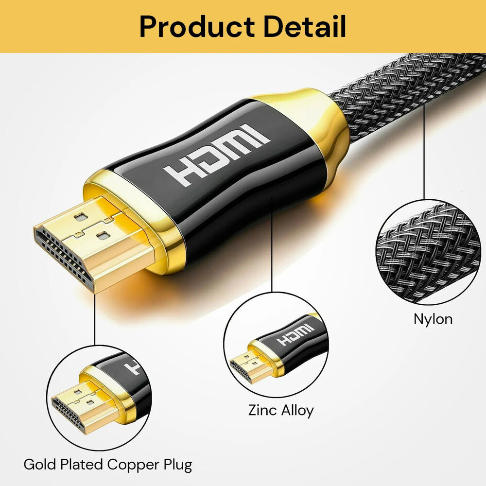 HDMI Cable 20M 15M 10M 8M 5M 3M 2M 1M 8K 4K Ultra HD Cord For HD TV BOX PS5