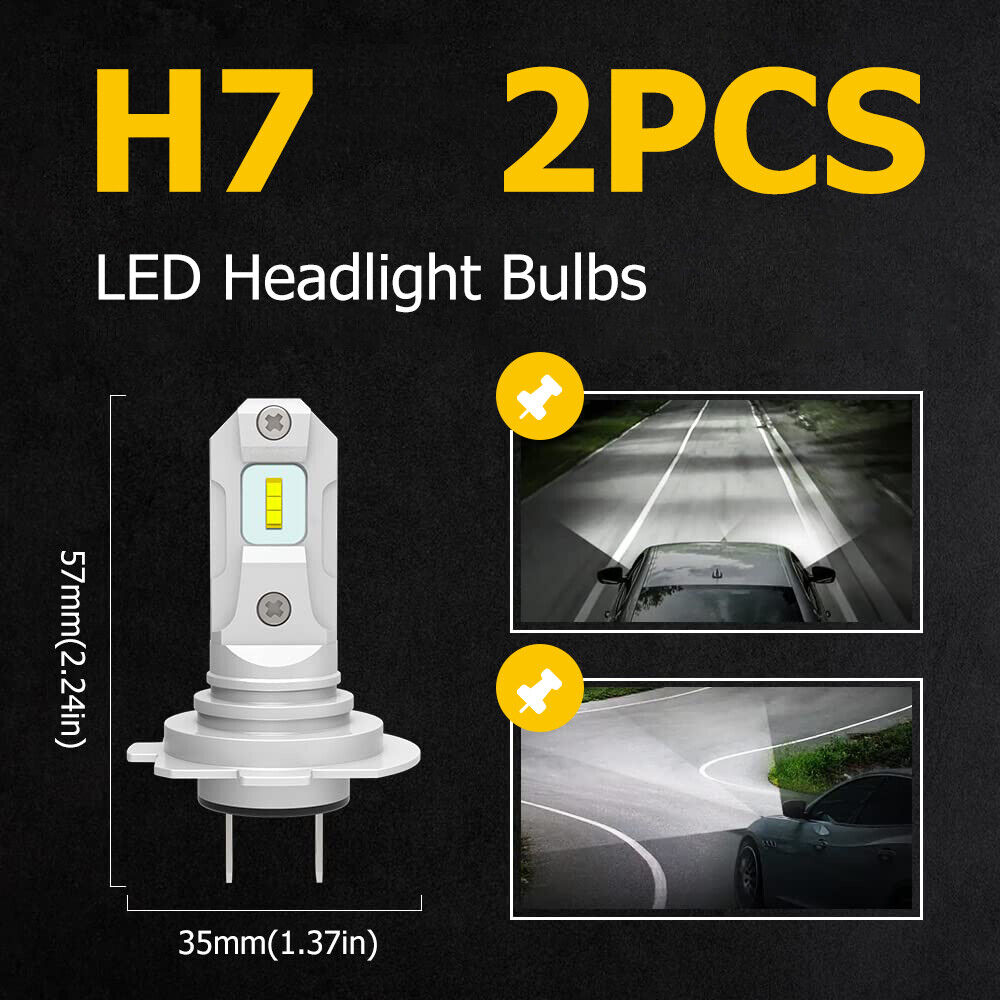 2PCS Upgrade H7 Headlight Globes 6500K LED Canbus Fog Lamp Blubs High Low Beam