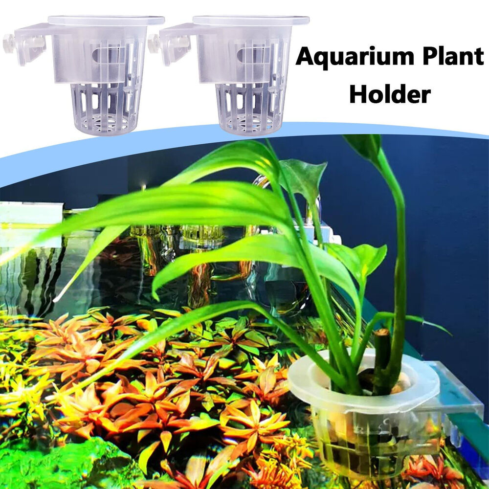 4 X Aquarium Plant Holder Fish Tank Plant Pot With Holes Aquatic Plant