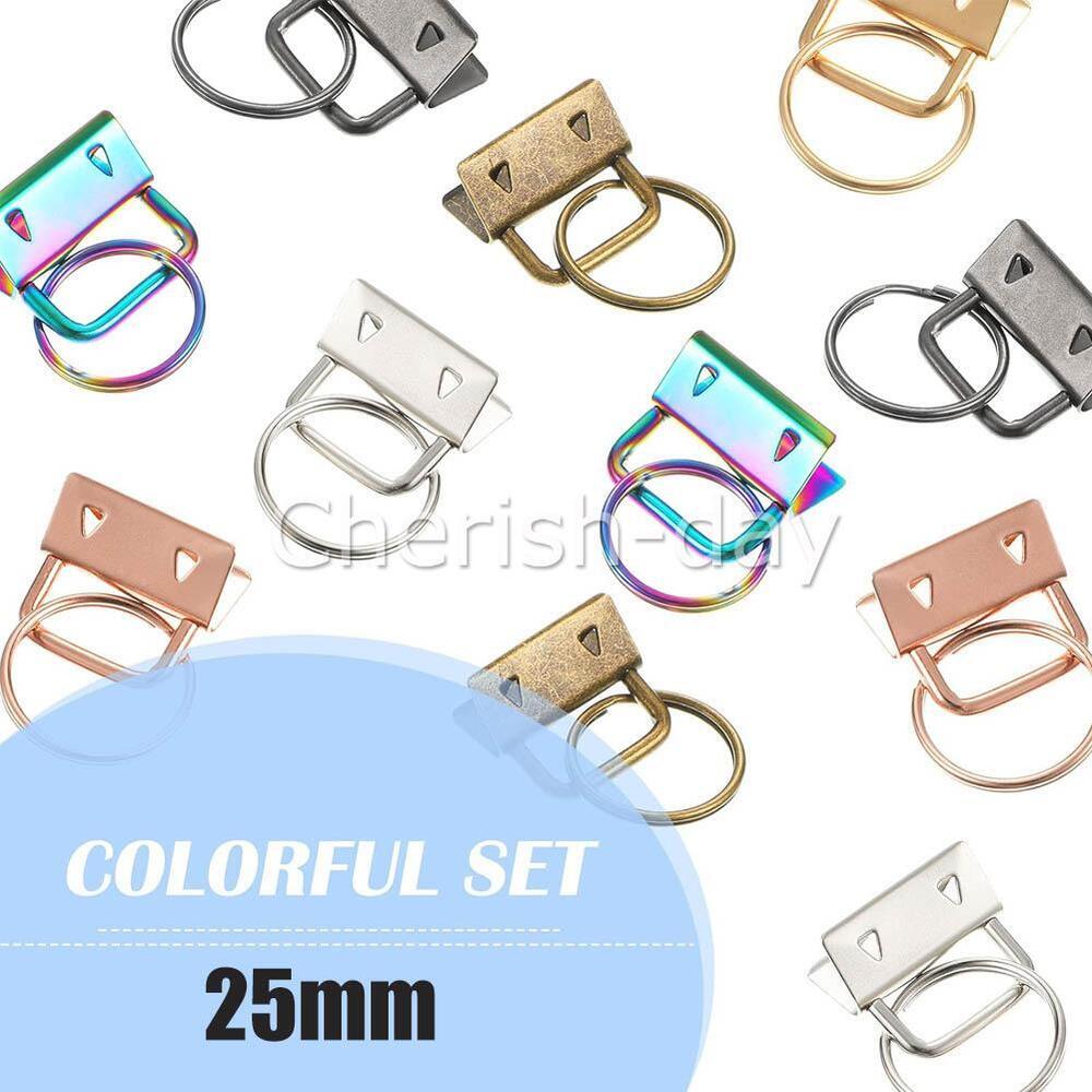 60PCS Key Fob Hardware Keychain Split Ring Wrist Wristlet Cotton Tail Clip