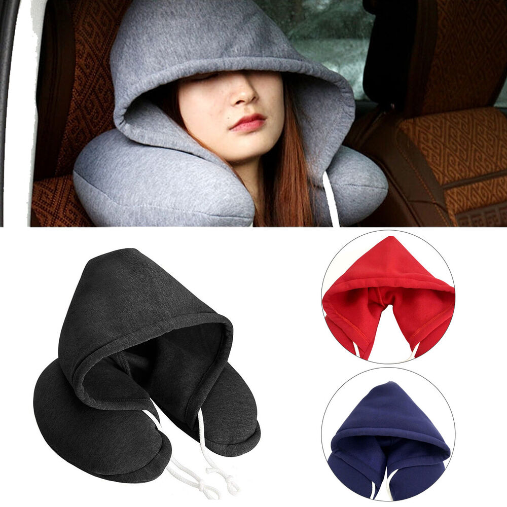 Soft Comfortable Hooded Neck Travel Pillow U Shape Airplane Pillow with Hoodie