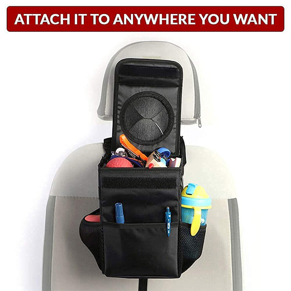 Waterproof Car Trash Can with Lid Bin Waste Basket Storage Garbage Bag Organizer