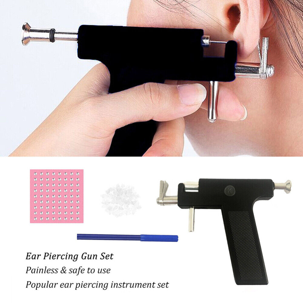 Professional Ear Piercing Gun Body Nose Navel Tool Kit Jewelry with 98 Studs DIY