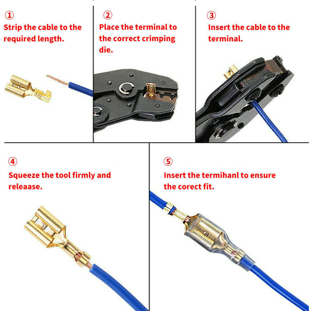 50Set 2.8/4.8/6.3mm Spade Male Female Terminals Electrical Wire Crimp Connectors