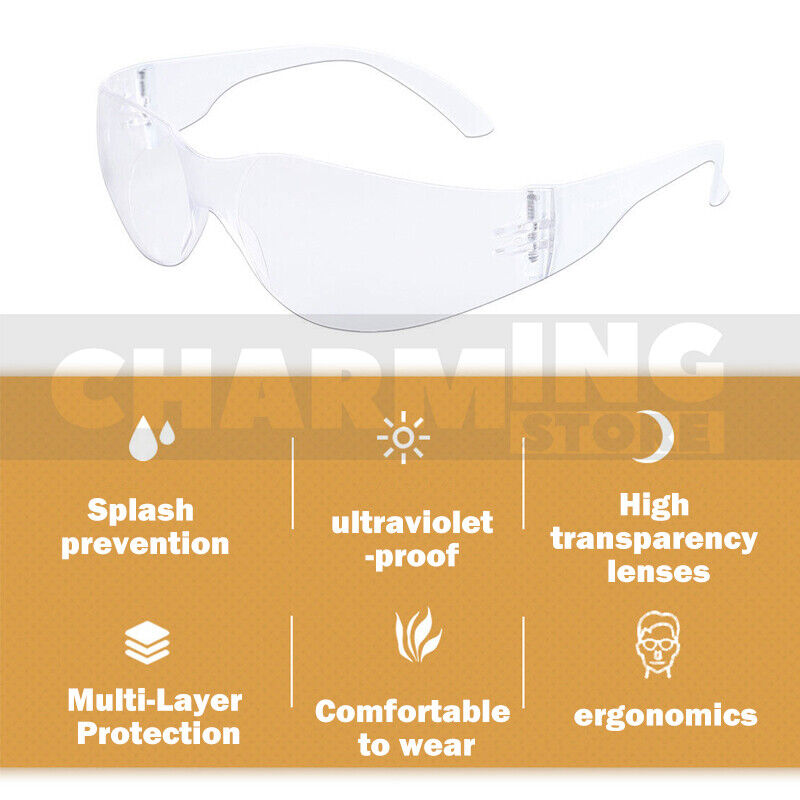 10pcs Clear Safety Glasses Protective Eyewear for Men Women Eye Protection