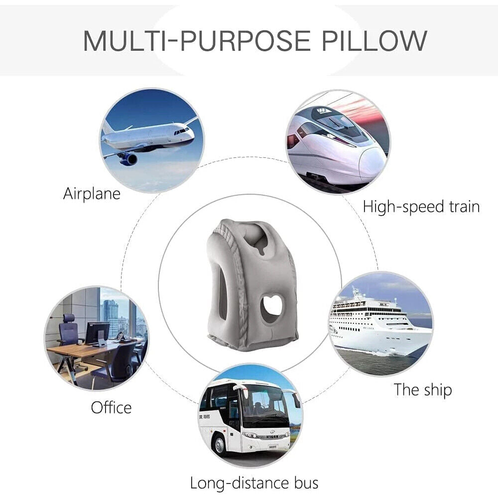 2X Portable Inflatable Travel Pillow for Car Office Avoid Neck Shoulder Pain