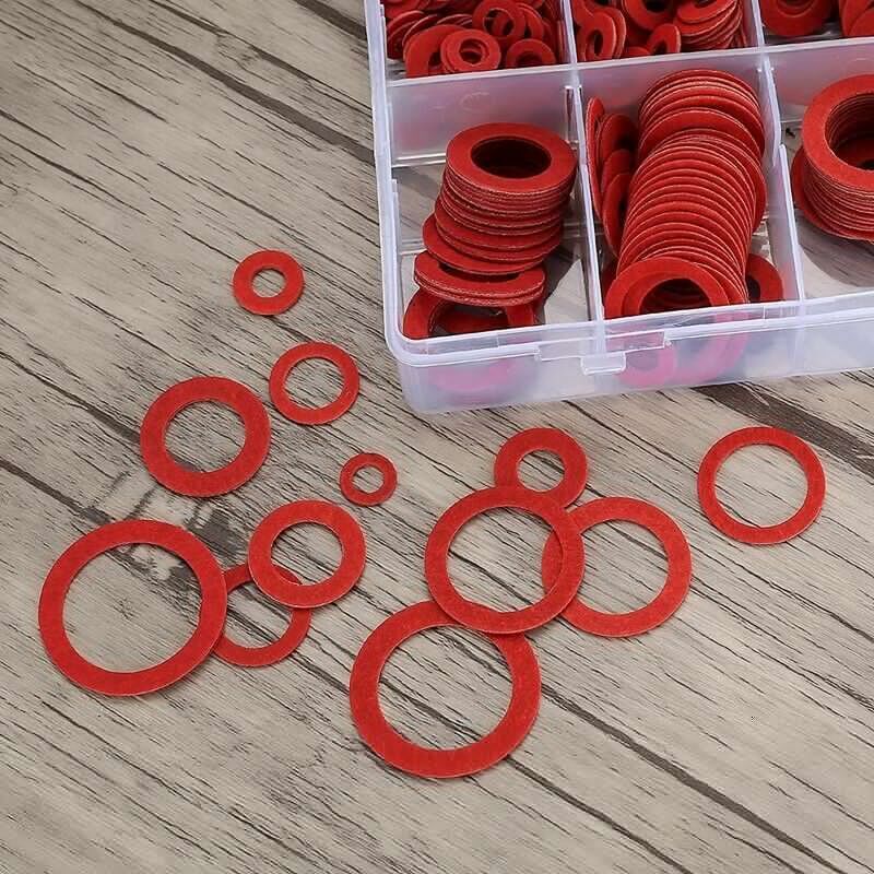 600Pcs Fibre Washer Assorted Kit 12 Size Red Steel Fiber Flat Washer Kit Flat