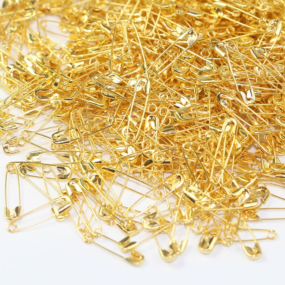 300x Small Tiny Safety Pins Gold Color 19mm Brass Metal Sewing Craft Mini Pin