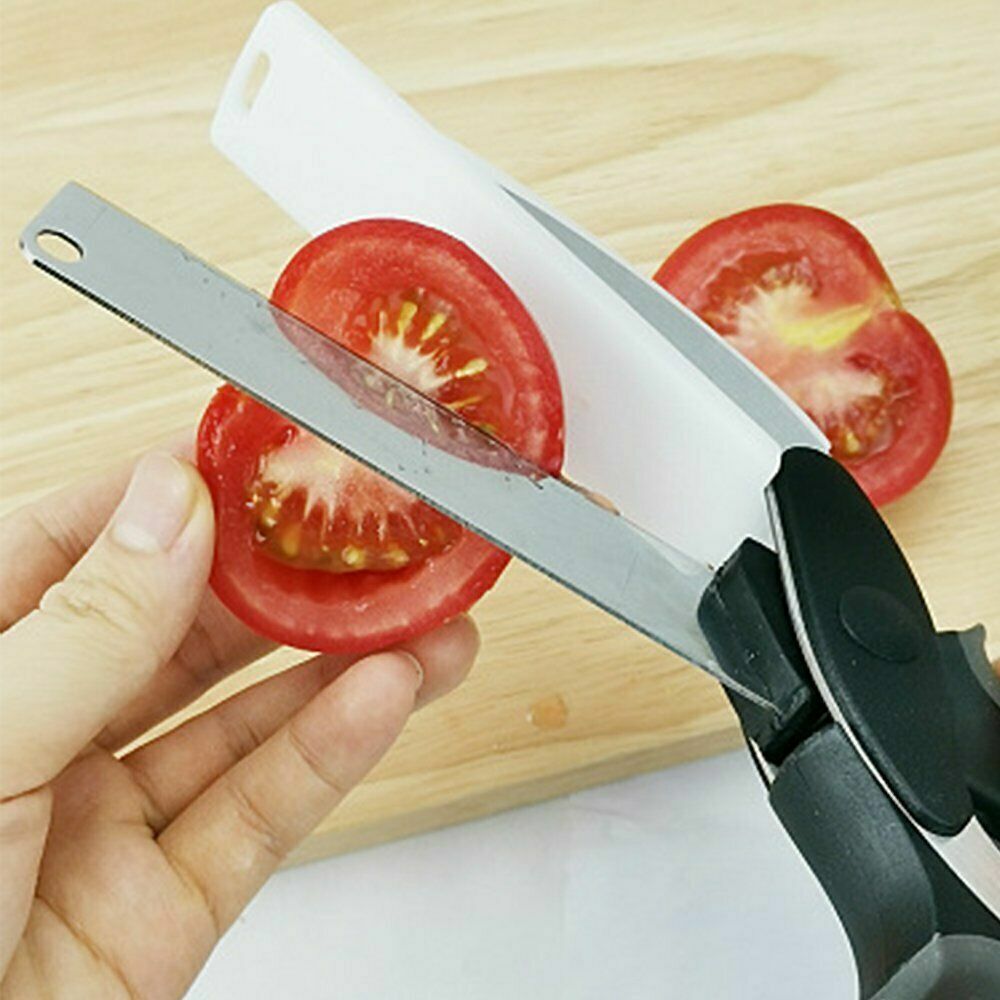 Kitchen Vegetable Food Manual 2-in-1 Knife Scissors Chopper Slicer Fruit Cutter