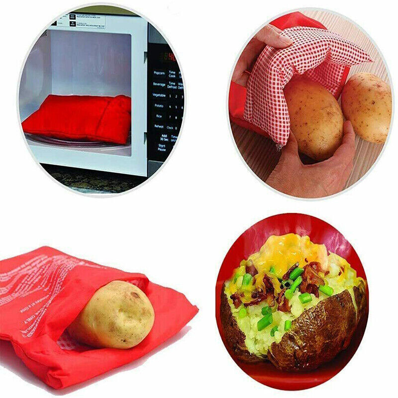 2x Microwave Baked Potato Corn Cooking Bag Reusable Washable Corn Cooker Express