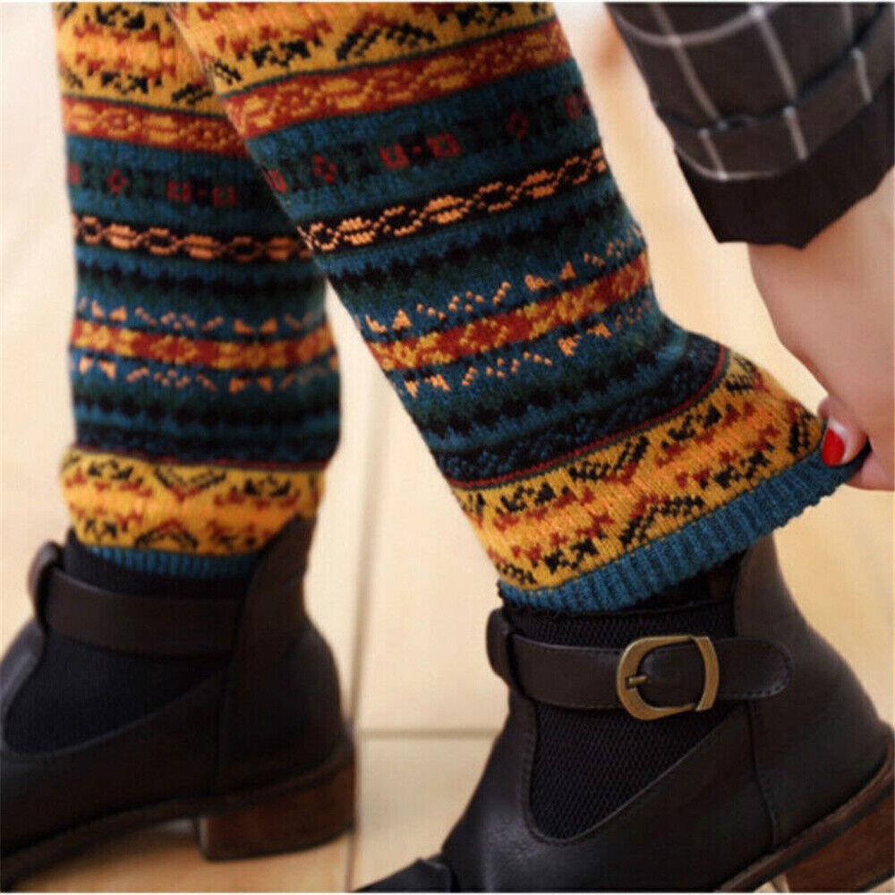 Women Winter Knee High Leg Warmers Long Knitted Socks Leggings Warm Crochet Sock