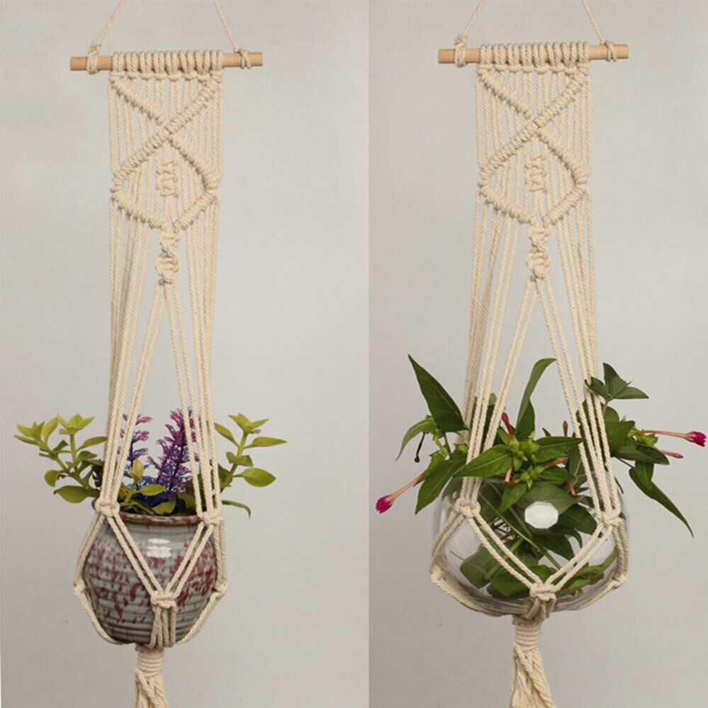 Plant Hanger Macrame Hanging Planter Basket Pot Holder Hemp Rope Braided