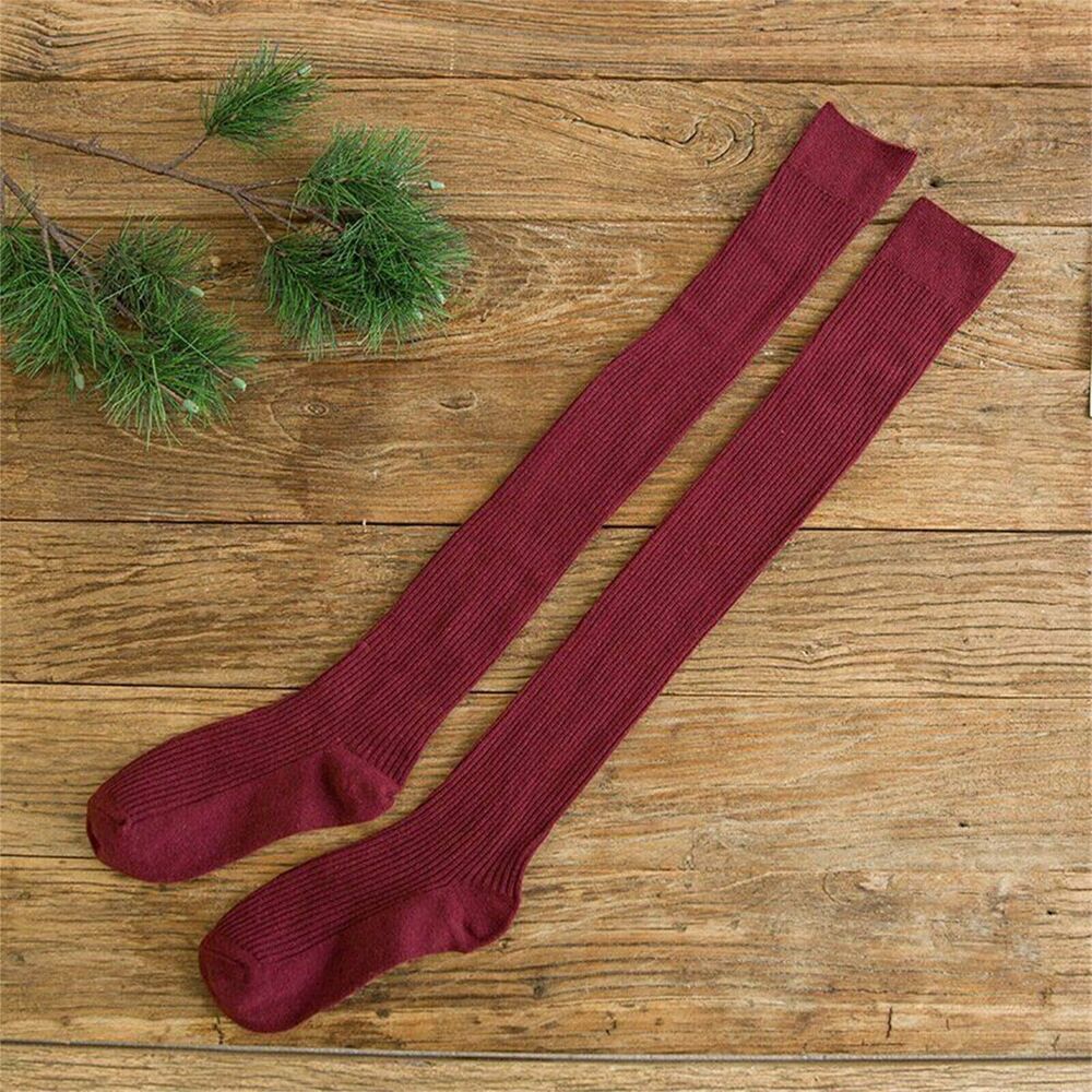 Warm Thigh High Socks Women Solid Color Over knee Long Boot Knitted Cable Knit